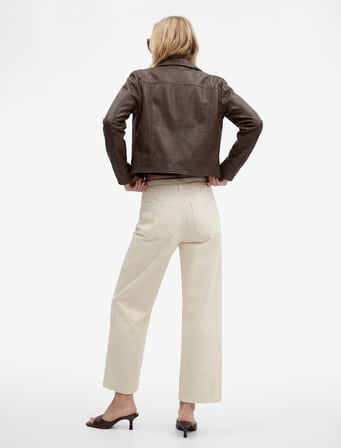 Yüksek Bel Rahat Kalıp Cep Detaylı Geniş Paça Pantolon - Culotte Jeans