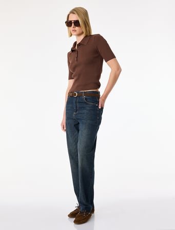 Pamuklu Düğmeli Cepli Normal Bel Düz Paça Denim Pantolon - Tapered Fit Jean