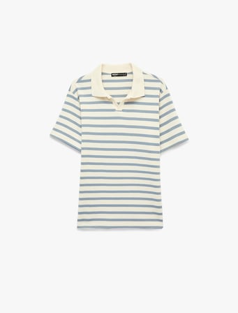 Regular Fit Kısa Kollu Polo Yaka Çizgili Tişört