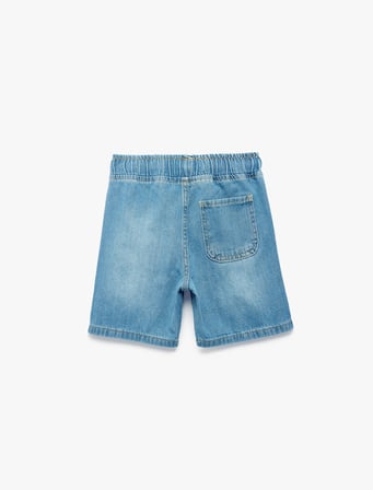 Pamuklu Beli Bağcıklı Rahat Kesim Denim Şort