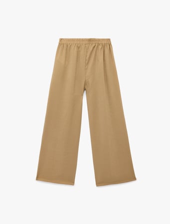 Beli Lastikli Cepli Rahat Kalıp Pileli Geniş Paça Pantolon