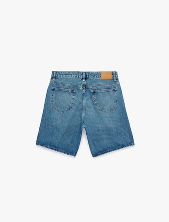 Pamuklu Cepli Straight Fit Bermuda Jean Şort 