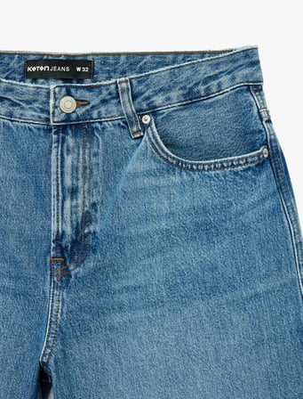 Pamuklu Cepli Straight Fit Bermuda Jean Şort 