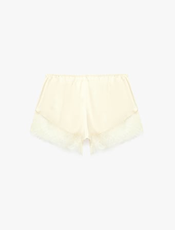 Beli Lastikli Rahat Kalıp Dantelli Saten Şort Pijama Altı