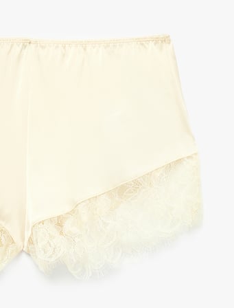 Beli Lastikli Rahat Kalıp Dantelli Saten Şort Pijama Altı