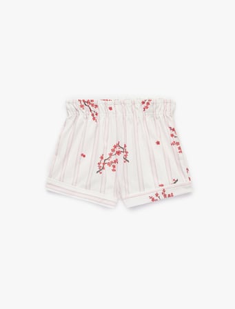 Çiçek Desenli Beli Lastikli Rahat Kesim Çizgili Şort Pijama Altı