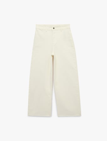 Normal Bel Rahat Kalıp Kesik Paça Jean Pantolon - Culoette Jean