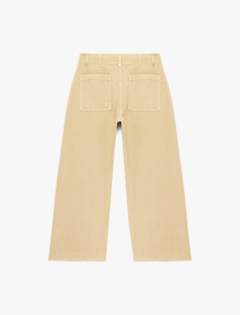 Normal Bel Cep Detaylı Nervürlü Kısa Geniş Paça Pantolon - Culotte Jeans