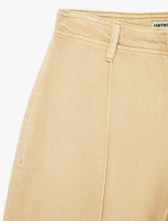 Normal Bel Cep Detaylı Nervürlü Kısa Geniş Paça Pantolon - Culotte Jeans