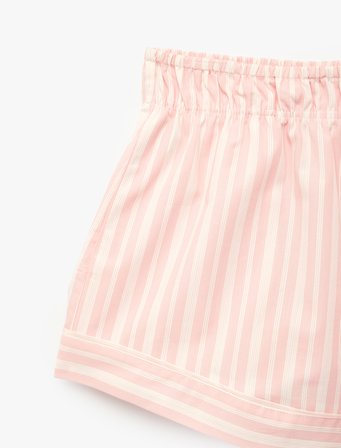 Pamuklu Rahat Kalıp Poplin Çizgili Şort Pijama Altı