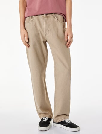 Normal Bel Pamuklu Vintage Straight Fit Jean Pantolon