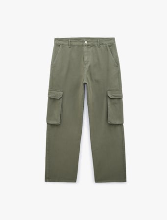 Pamuklu Cepli Straight Fit Kargo Jean Pantolon