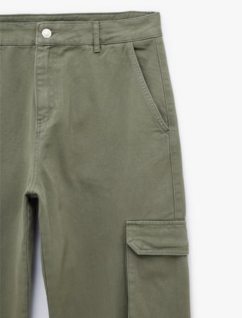Pamuklu Cepli Straight Fit Kargo Jean Pantolon
