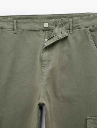 Pamuklu Cepli Straight Fit Kargo Jean Pantolon