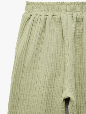 Pamuklu Beli Lastikli Cepli Müslin Pantolon