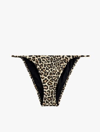 Metalik İplik Detaylı Parıltılı Leopar Desenli Bikini Altı