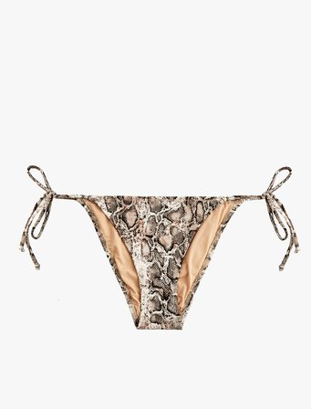 Yanları Bağlamalı İpli Yılan Derisi Baskılı Bikini Altı