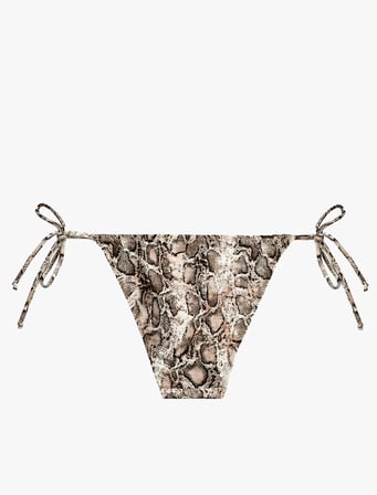 Yanları Bağlamalı İpli Yılan Derisi Baskılı Bikini Altı