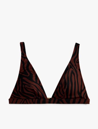 V Yaka Zebra Desenli Bralet Bikini Üstü