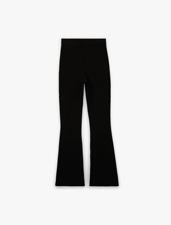 Slim Fit Kemerli Yüksek Bel İspanyol Paça Fitilli Kumaş Pantolon