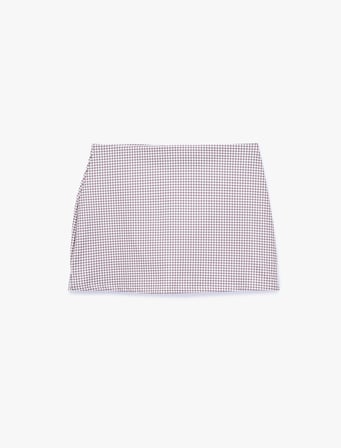 Yüksek Bel Slim Fit Kareli Mini Spor Şort Etek
