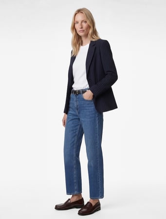 Pamuklu Normal Bel Düğmeli Düz Paça Denim Pantolon - Straight Fit Jean