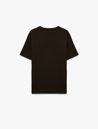 Pamuklu Kısa Kollu Bisiklet Yaka Baskılı Slim Fit Tişört
