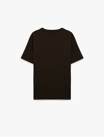 Pamuklu Kısa Kollu Bisiklet Yaka Baskılı Slim Fit Tişört