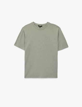 Kısa Kollu Dokulu Bisiklet Yaka Slim Fit Tişört