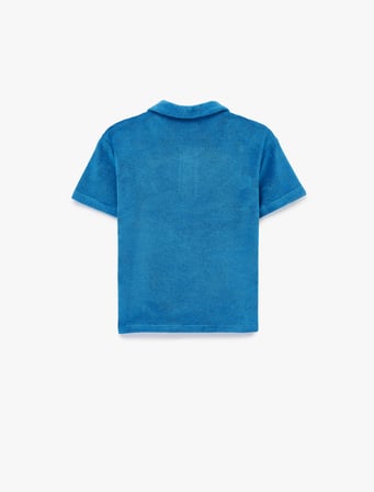 Yengeç İşlemeli Kısa Kollu Pamuklu Oversize Polo Yaka Tişört