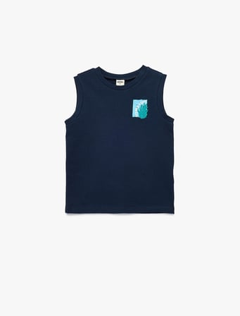 Kolsuz Bisiklet Yaka Nakışlı Pamuklu Atlet