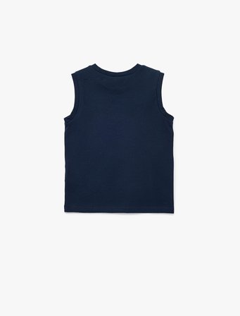 Kolsuz Bisiklet Yaka Nakışlı Pamuklu Atlet