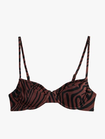 Zebra Desenli Balenli Bikini Üstü