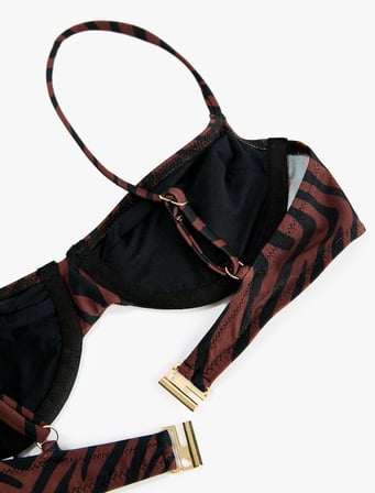 Zebra Desenli Balenli Bikini Üstü