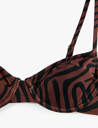 Zebra Desenli Balenli Bikini Üstü