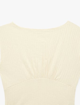 Pamuklu Kolsuz Slim Fit Kayık Yaka Tişört