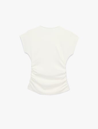 Slim Fit Kısa Kollu Bisiklet Yaka Büzgülü Tişört