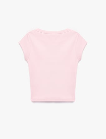 Slim Fit Kısa Kollu Kayık Yaka Kaşkorse Pamuklu Tişört