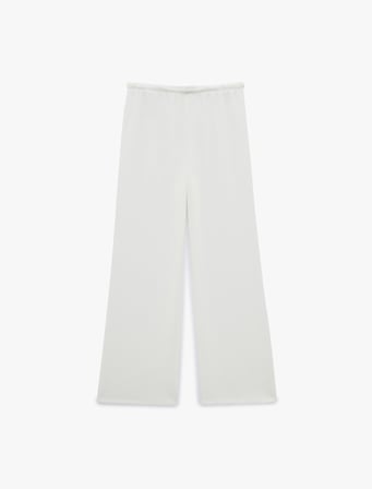Beli Bağcıklı Bürümcük Geniş Paça Pantolon