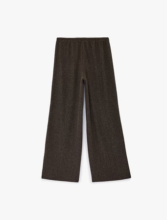 Beli Bağcıklı Bürümcük Geniş Paça Pantolon