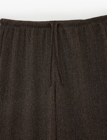 Beli Bağcıklı Bürümcük Geniş Paça Pantolon