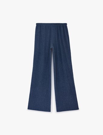 Beli Bağcıklı Bürümcük Geniş Paça Pantolon
