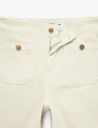 Yüksek Bel Pamuklu Cep Detaylı Geniş Kısa Paça Pantolon - Culotte Jeans