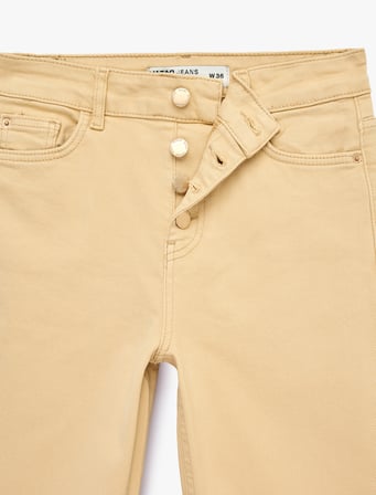 Yüksek Bel İspanyol Paça Düğmeli Jean Pantolon - Flare Jeans