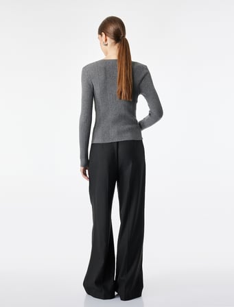 Düğmeli Uzun Kollu Bisiklet Yaka Triko Kazak