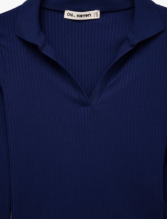 Kaşkorse Uzun Kollu Slim Fit Polo Yaka Tişört