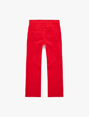 Normal Bel Dar Kalıp Pamuklu Düğmeli Kısa İspanyol Paça Pantolon -  Kick Flare Jeans