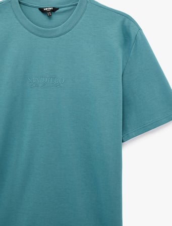 Regular Fit Kısa Kollu Pamuklu Bisiklet Yaka Baskılı Tişört