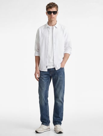 Normal Bel Cepli Pamuklu Vintage Straight Fit Jean Pantolon