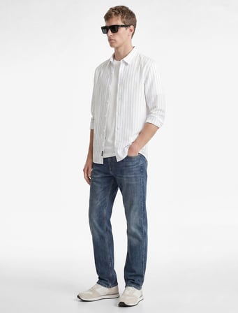 Normal Bel Cepli Pamuklu Vintage Straight Fit Jean Pantolon